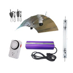 Kit de luces de cultivo con reflector DE Wing de 600 w. Incluye lámpara DE HPS, temporizador, colgador, reflector, balasto