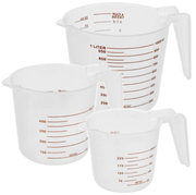 Vaso medidor de 500 ml con asa reforzada, PP de calidad alimentaria, peso: 62 g