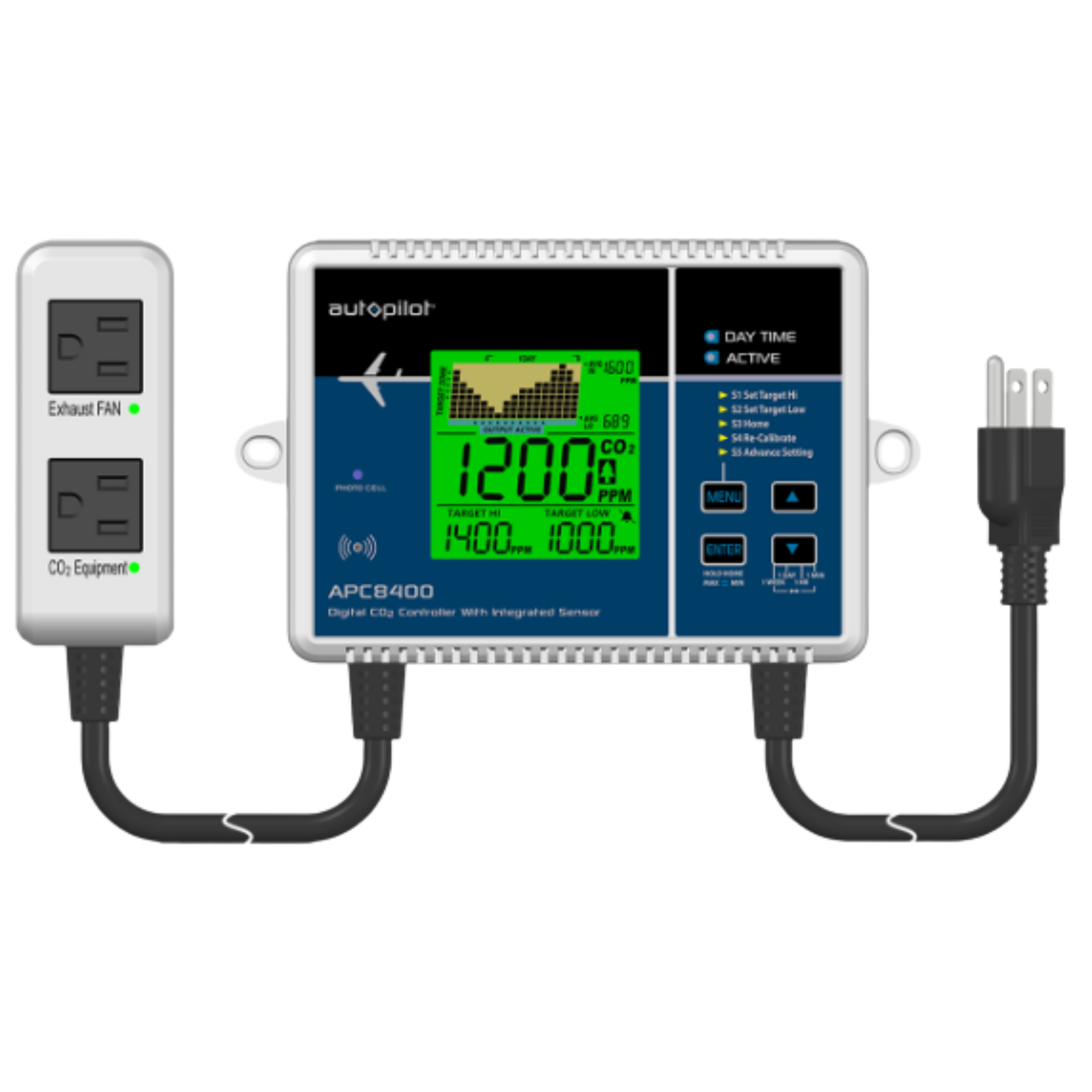 Controlador de CO2 digital de piloto automático con sensor integrado 