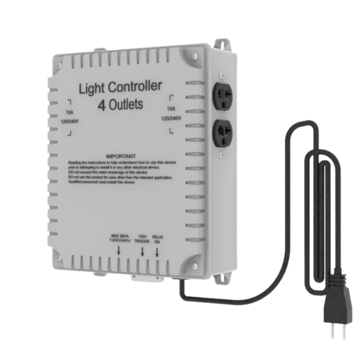 120/240V Light Controller with trigger cord, 4 Outlets Sytle -Steel Case