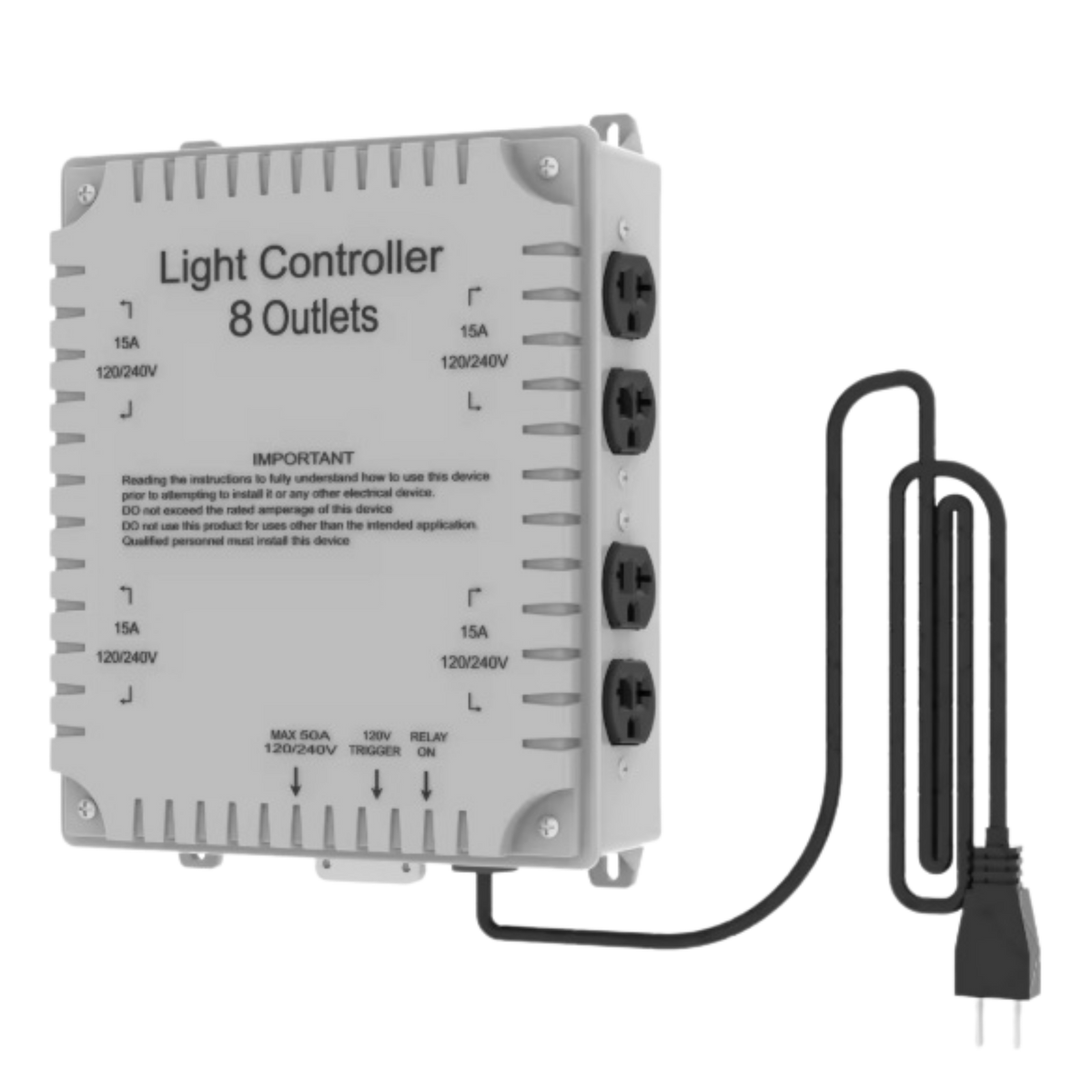 120/240V Light Controller with trigger cord, 8 Outlets Sytle -Steel Case