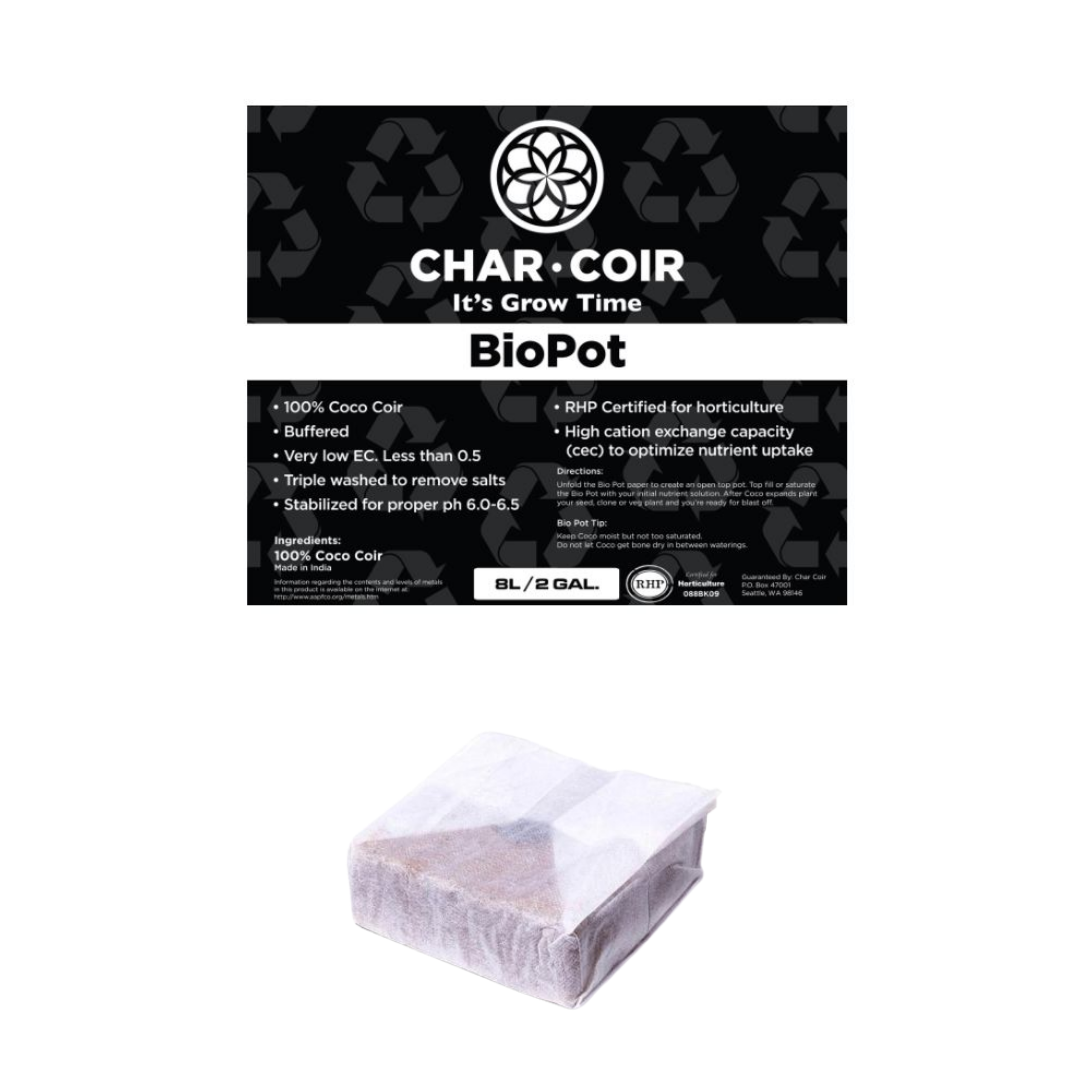 Char Coir BioPot, 8 L