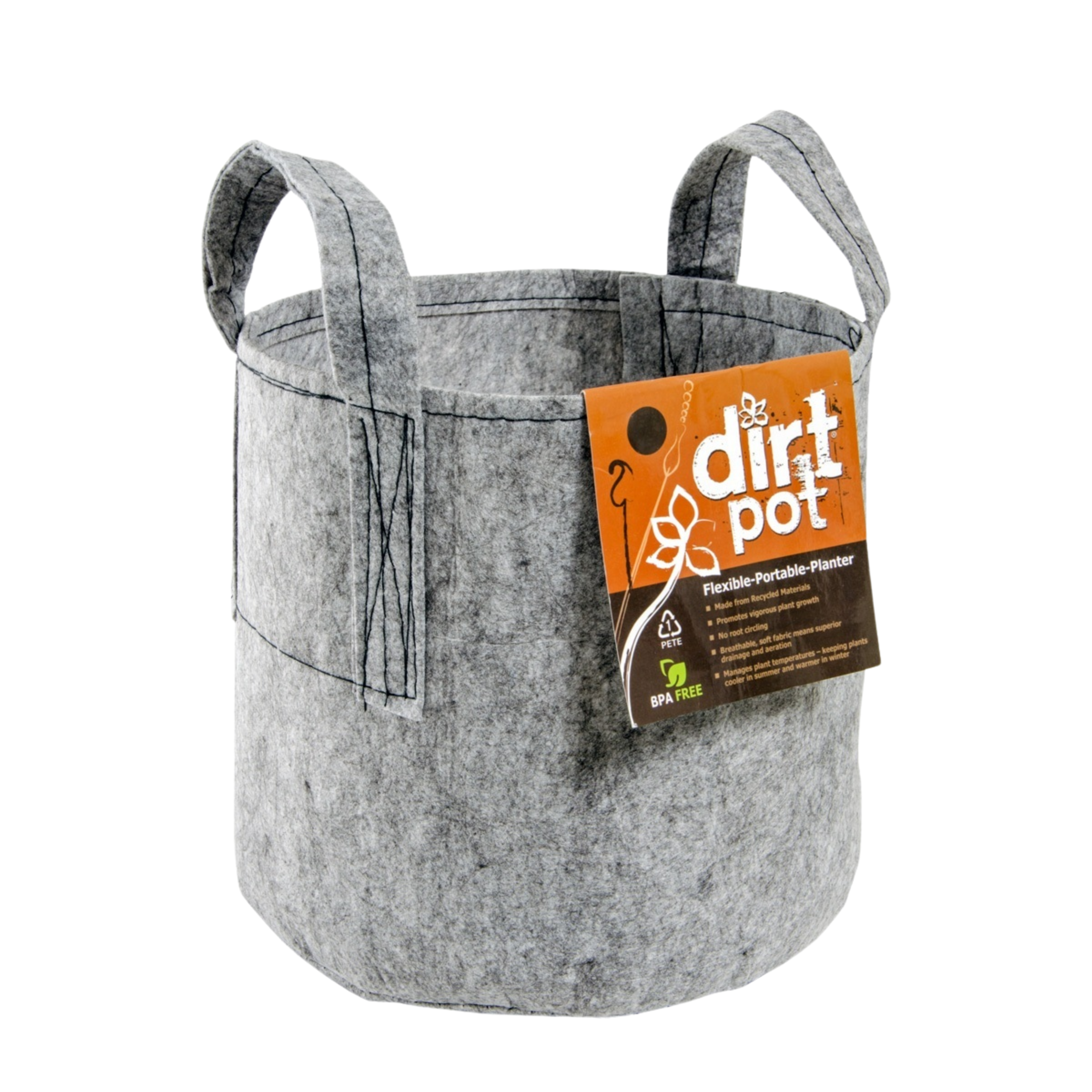 Maceta Flexible Portátil Dirt Pot, Gris, 100 gal, con asas