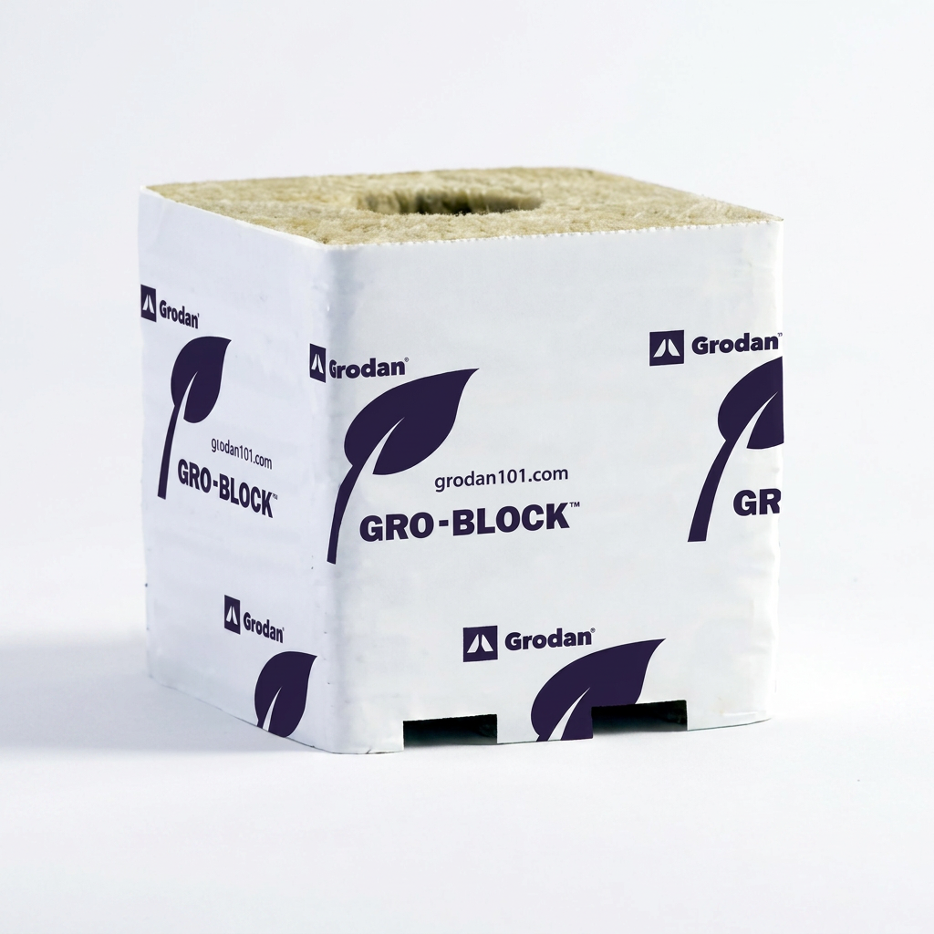 Grodan Gro Block Improved GR10 Large 4in w/Hole (NO WRAP) CASE, 24 strips — Grodan | Pachamama Costa Rica