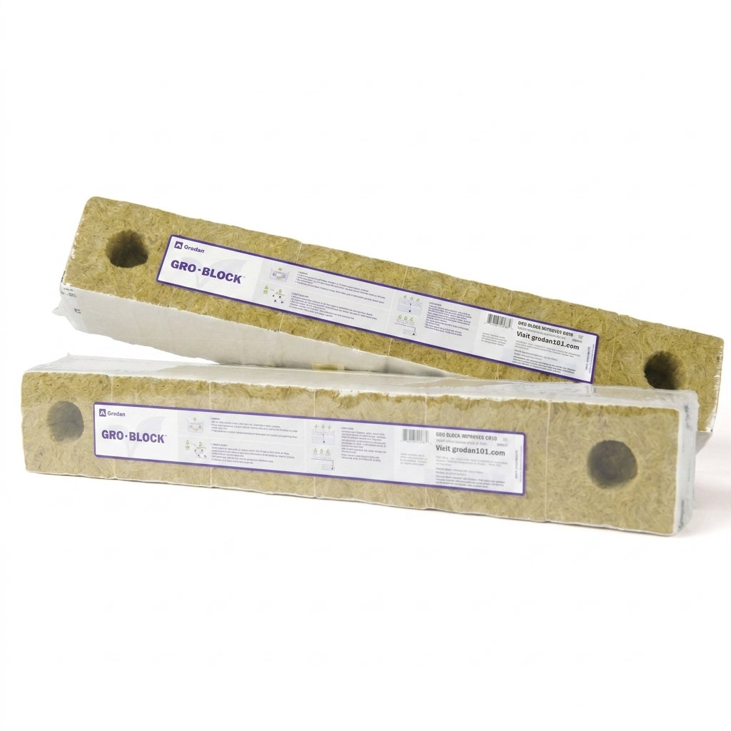 Grodan Gro Block Improved GR10 Large 4in w/Hole Shrink wrapped/Strip — Grodan | Pachamama Costa Rica
