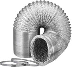 4" 25ft Aluminum Ducting, Double Layers, 2pcs Clamps included