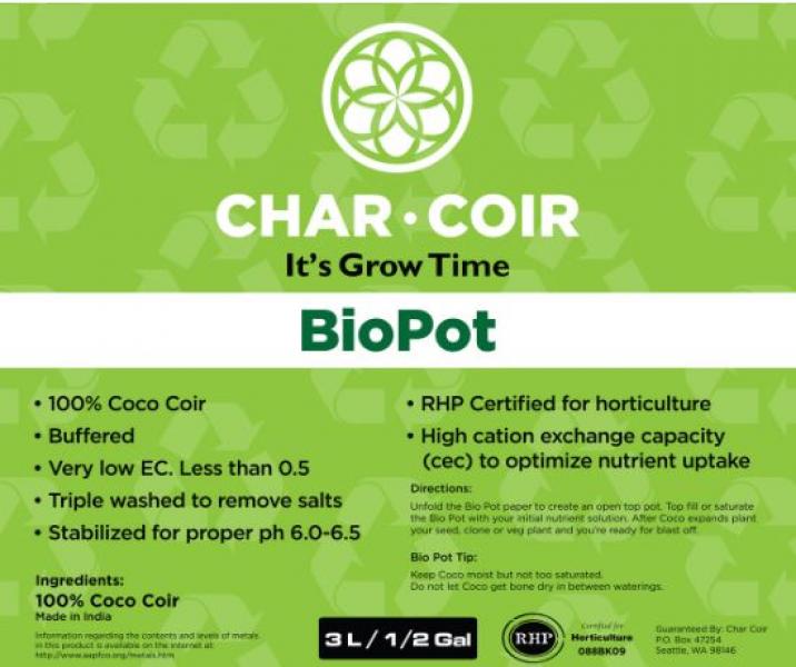 Char Coir BioPot, 3 L